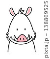 Vintage style boar drawing. Charming pastel shaded boar with rustic and playful features. Whimsical depiction of lively wild pig with pastel colors and artistic rustic lines 138869525