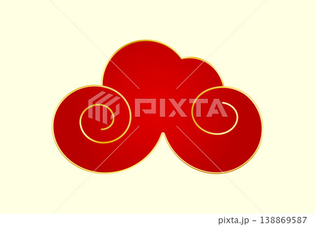 Red Gold traditional Chinese cloud. Luxury gradient element 138869587