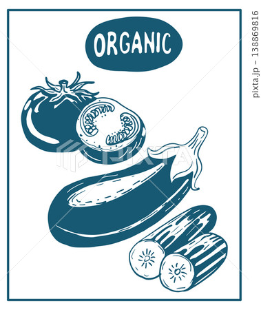Hand drawn vector illustration of vegetables, perfect for invitations, menus, parties. La dolce vita minimalist line art for poster, placard, print, card. 138869816