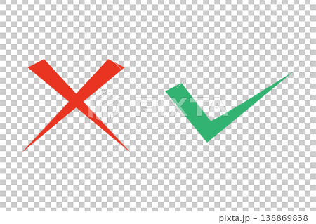 Simple checkmark and cross mark illustrations Simple checkmark and cross mark illustrations 138869838