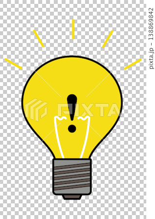An illustration of a glowing light bulb representing the moment an idea struck. 138869842