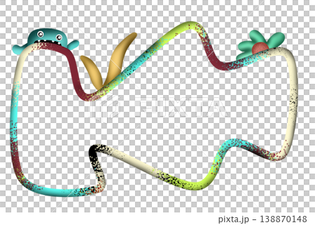 Monster Frames and Plant Elements Set, Cartoon Border Designs with Textured Finish Monster Frames and Plant Elements Set, Cartoon Border Designs with Textured Finish 138870148