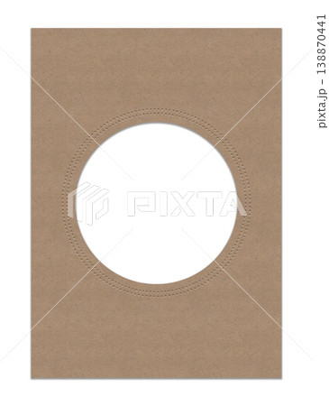 Kraft paper circle frame round window cut mockup with embossed vintage texture for lifestyle social media posts and photo layouts 138870441