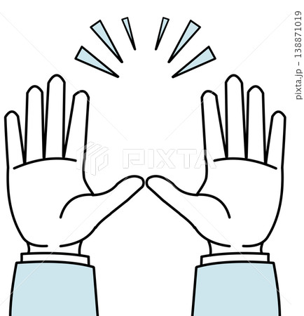 ばんざいポーズで喜ぶ手のイラスト 138871019