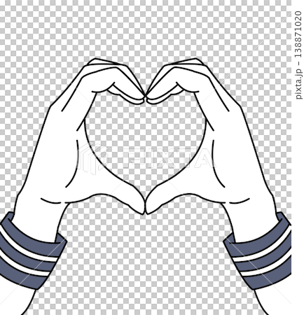 An illustration of a heart shape made with hands as an expression of love. 138871020