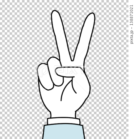 Illustration of a hand making a peace sign 138871021