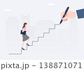 ビジネスの成功やキャリア成長を支援するコンサルタント・エージェントが描く階段を上るビジネスウーマン 138871071
