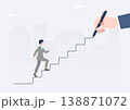 ビジネスの成功やキャリア成長を支援するコンサルタント・エージェントが描く階段を上るビジネスマン 138871072