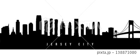 Vector silhouette illustration of Jersey City urban skyline. Vector silhouette illustration of Jersey City urban skyline. 138871080