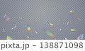 Light effect background. Diamond glass flare. Rainbow hologram. Holographic confetti bg. Prism lens. Shiny festive decor. Crystal texture. Party celebration. Holiday design. Vector Illustration 138871098