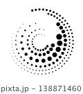Halftone dotted speed lines circle. Geometric art in circle form. Round swirl movement symbol. Halftone circular dotted frame. Vector design elements 138871460