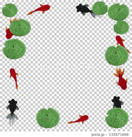 【金魚與水生植物相框】手工刺繡插畫材料 138871666