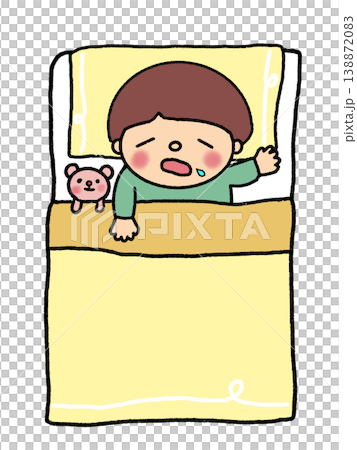 A cute little boy sleeping soundly in his futon, with his teddy bear. A cute little boy sleeping soundly in his futon, with his teddy bear. 138872083