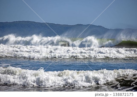 Powerful ocean waves breaking near coast Panama Powerful ocean waves breaking near coast Panama 138872175