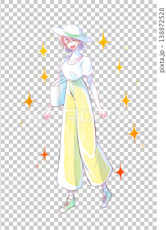 外出する女性 笑いかける 夏 パンツ キラキラ 外出する女性 笑いかける 夏 パンツ キラキラ 138872528