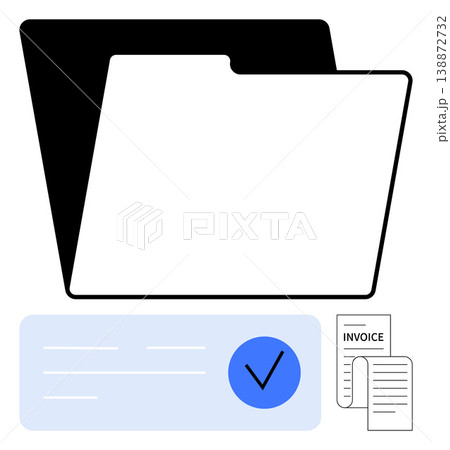 Business organization, document tracking, financial records, task management, office workflow, invoice processing. Folder with invoice paper and checklist. Document tracking and financial records 138872732