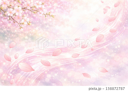 春シリーズ：風に舞う花びらの曲線デザイン 138872787