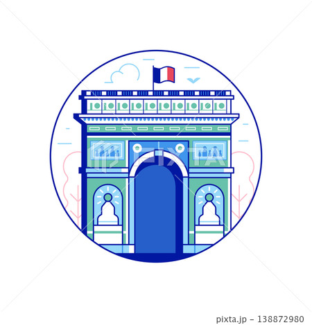 Triumphal Arch Landmark Building Icon in Line Art 138872980