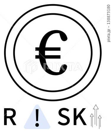 Financial security, investment management, economic risks, currency fluctuation, financial strategies, economic growth. Euro symbol with risk warning sign and upward arrows. Financial security Financial security, investment management, economic risks, currency fluctuation, financial strategies, economic growth. Euro symbol with risk warning sign and upward arrows. Financial security 138873180