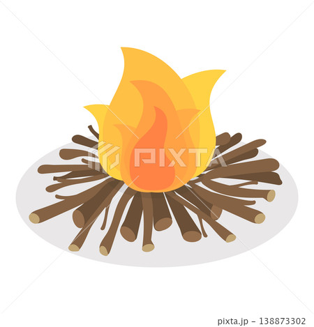 3D Isometric Flat Vector Set of Bonfires, Wooden Boards Used For Nighttime Outdoor Bonfire With Flaming Logs And Coals. Item 1 3D Isometric Flat Vector Set of Bonfires, Wooden Boards Used For Nighttime Outdoor Bonfire With Flaming Logs And Coals. Item 1 138873302