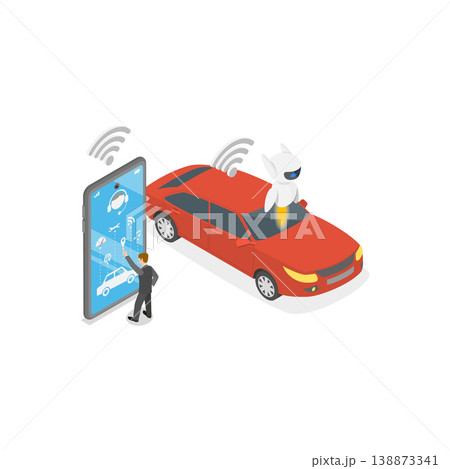 3D Isometric Flat Vector Illustration of Artificial Intelligence Tech, Set Of Vector Illustrations Depicting Abstract Concepts Of Autonomous Vehicle Technology. Item 2 138873341