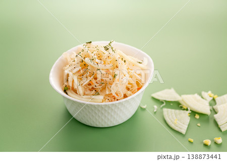 traditional cabbage salad with onion and herbs 138873441