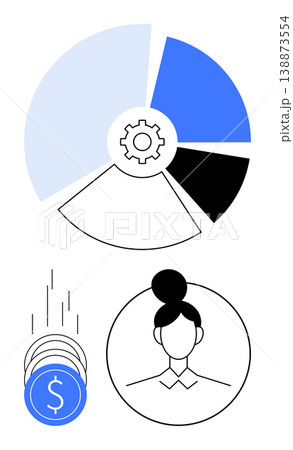 Business analytics, finance management, wealth building, technology, user profiles, data innovation. Gear in a chart, coins and user icon. Business analytics and finance management concepts Business analytics, finance management, wealth building, technology, user profiles, data innovation. Gear in a chart, coins and user icon. Business analytics and finance management concepts 138873554