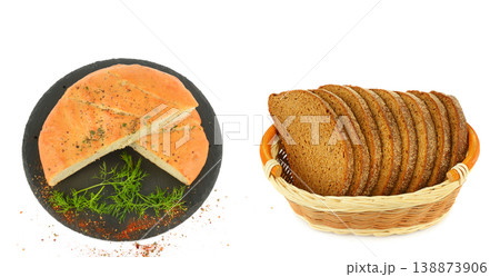 Fresh Bakery Products with Dark Rye Slices and Focaccia Fresh Bakery Products with Dark Rye Slices and Focaccia 138873906