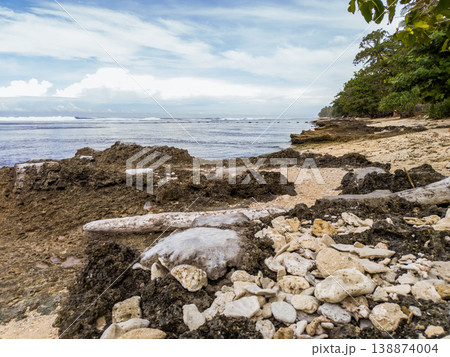 The beautiful aerial view of the morning on the beach with blue sea water in Kaur, Bengkulu, Indonesia The beautiful aerial view of the morning on the beach with blue sea water in Kaur, Bengkulu, Indonesia 138874004