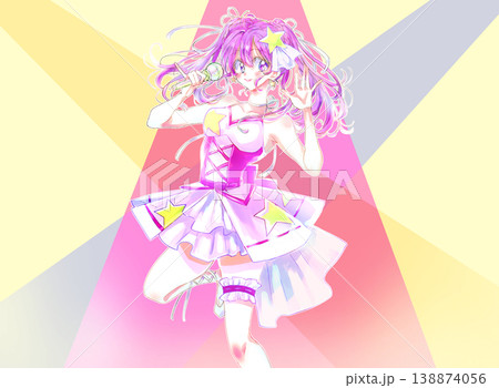 歌って踊るアイドル　ピンク髪　ライト 138874056