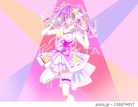 歌って踊るアイドル　ピンク髪　ライト 138874057