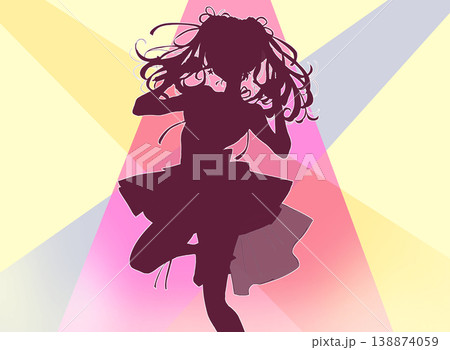 歌って踊るアイドル　ライト　シルエット 138874059