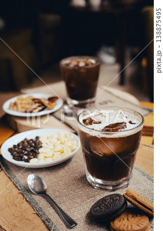 Artisan craft cold brew nitro gourmet coffee espresso roasted coffee beans fresh decor Artisan craft cold brew nitro gourmet coffee espresso roasted coffee beans fresh decor 138875495