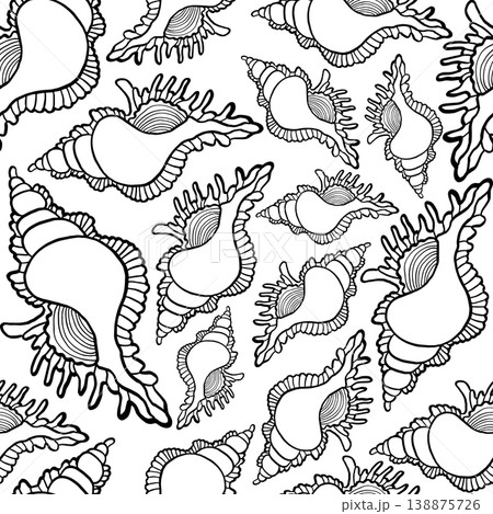 Seamless vector pattern with large conch...のイラスト素材 [138875726] - PIXTA
