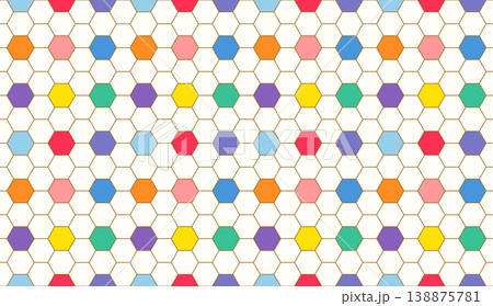 Cute colorful soccer ball vector seamless pattern, hexagon geometric sport backgrounds for girl sportsc 138875781