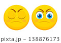 Angry emoji face vector illustration with closed and open eyes 138876173