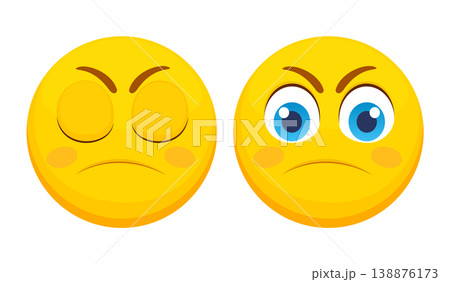 Angry emoji face vector illustration with closed and open eyes Angry emoji face vector illustration with closed and open eyes 138876173