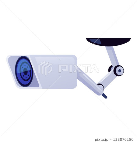 CCTV camera, surveillance video camera flat vector icon, safety monitoring and control device, security gadget side view CCTV camera, surveillance video camera flat vector icon, safety monitoring and control device, security gadget side view 138876180