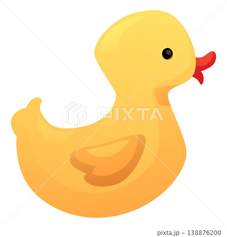 Yellow rubber duck, baby bath toy, cartoon flat style. Yellow rubber duck, baby bath toy, cartoon flat style. 138876200