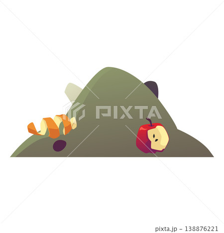 Compost pile, vector flat organic plant fertilizer, composting organic waste, soil heap with fruit and vegetable trash Compost pile, vector flat organic plant fertilizer, composting organic waste, soil heap with fruit and vegetable trash 138876221