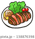 meaduim rare steak plate mashed potato illustration drawing illustration 138876398