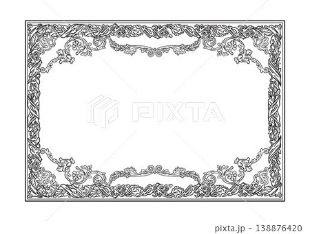 Rectangular engraved frame baroque design element vector illustration Rectangular engraved frame baroque design element vector illustration 138876420