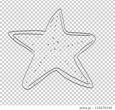 Hand drawn starfish line art ocean star sketch on a transparent background 138876546