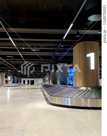 Empty modern baggage claim area at Keflavik International Airport, Iceland. 138876881