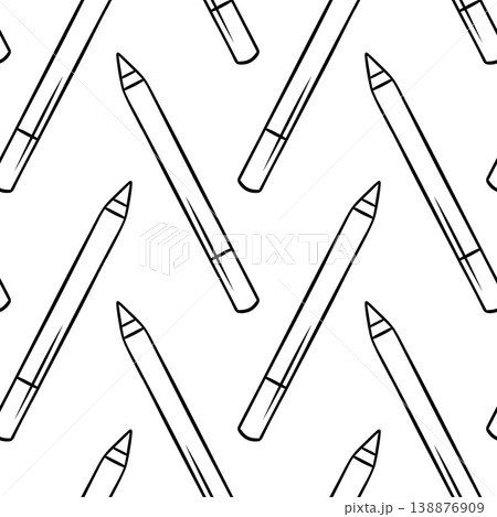 Eyeliner, simple black and white pattern in doodle and sketch style. Hand-drawn cosmetic product for beauty branding, makeup packaging or cosmetic catalogs 138876909