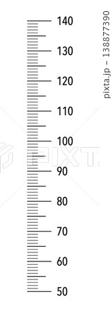 Wall growth 140 cm sticker template isolated on a white background. Kids height chart from 50 cm to 140 centimeters. Wall meter or growth ruler.  138877390