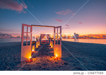 Captivating outdoor beach wedding romantic dinner candles glowing sunset ocean paradise dreamy tropical luxury honeymoon getaway destination breathtaking wallpaper Captivating outdoor beach wedding romantic dinner candles glowing sunset ocean paradise dreamy tropical luxury honeymoon getaway destination breathtaking wallpaper 138877569