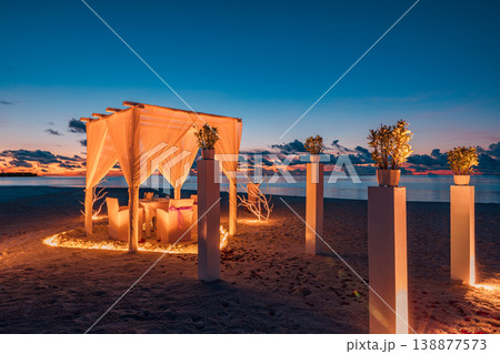 Stunning beach wedding outdoor decoration romantic sunset dinner candles dream ocean view luxury tropical paradise destination breathtaking wallpaper Stunning beach wedding outdoor decoration romantic sunset dinner candles dream ocean view luxury tropical paradise destination breathtaking wallpaper 138877573
