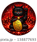 黒い招き猫（赤背景）｜厄除け・魔除け・縁起物 138877693