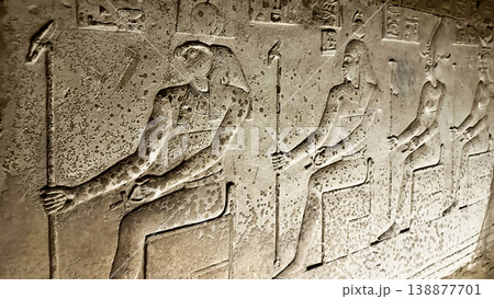 Beautiful bas-reliefs and ancient hieroglyphs from the Dendera Temple Complex, Qena, Egypt Beautiful bas-reliefs and ancient hieroglyphs from the Dendera Temple Complex, Qena, Egypt 138877701